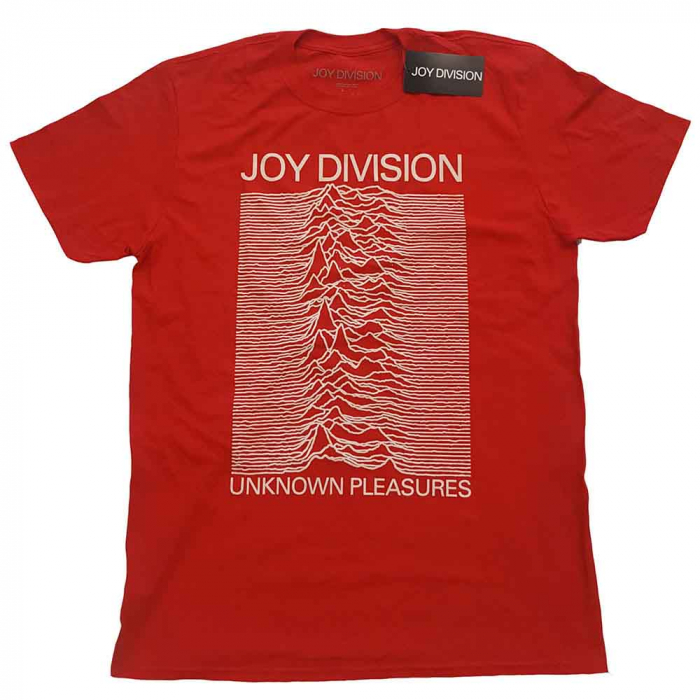 Joy Division Unisex T-Shirt: Unknown Pleasures White On Red [1]