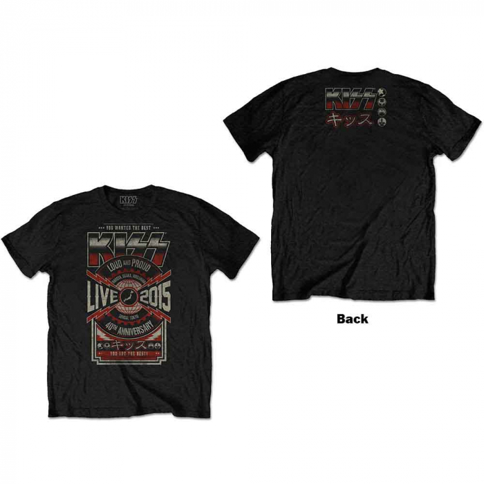KISS Unisex T-Shirt: Japan Live 2015 (Back Print) [1]