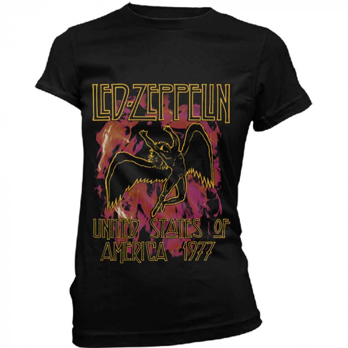 Led Zeppelin Ladies T-Shirt: Black Flames [1]