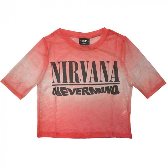 Nirvana Ladies Crop Top: Nevermind Wavy Logo (Mesh) [1]