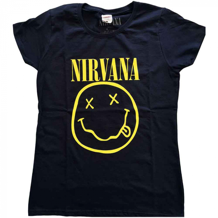 Nirvana Ladies T-Shirt: Yellow Happy Face [1]
