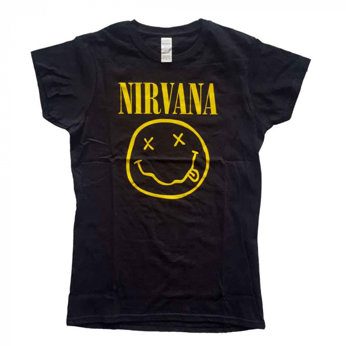 Nirvana Ladies T-Shirt: Yellow Happy Face [1]