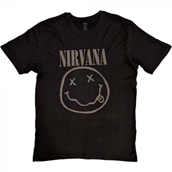 Nirvana Unisex Hi-Build T-Shirt: Black Happy Face [1]