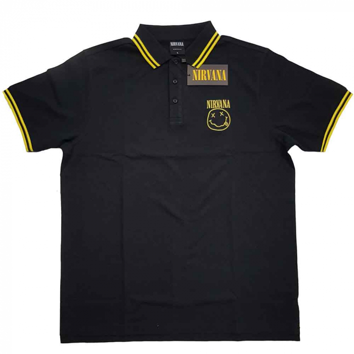 Nirvana Unisex Polo Shirt: Happy Face [1]