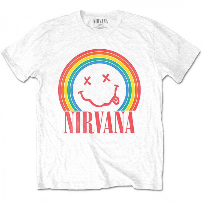 Nirvana Unisex T-Shirt: Happy Face Rainbow [1]