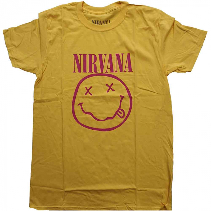 Nirvana Unisex T-Shirt: Pink Happy Face [1]