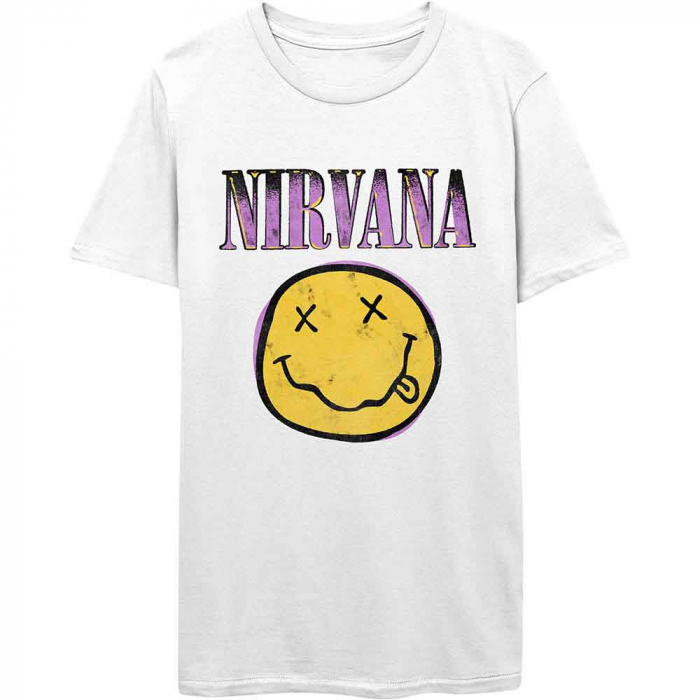 Nirvana Unisex T-Shirt: Xerox Happy Face Pink [1]