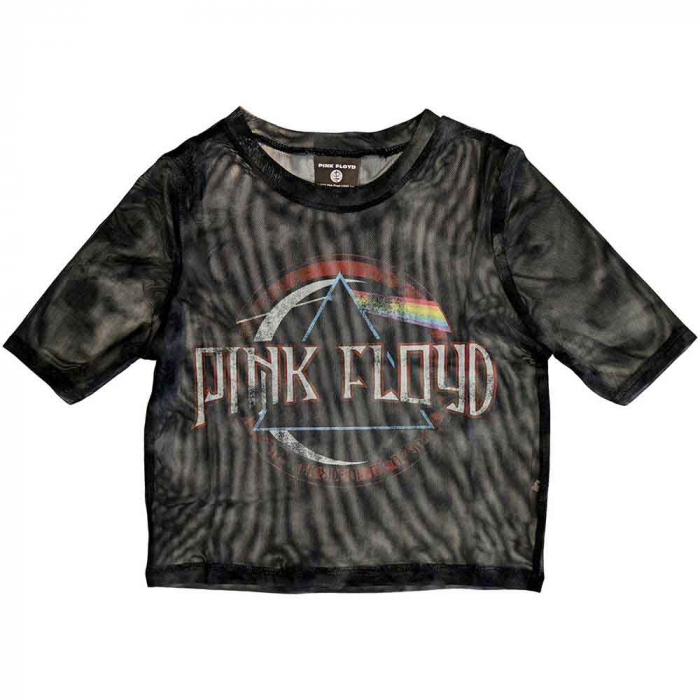 Pink Floyd Ladies Crop Top: Vintage Dark Side of the Moon Seal (Mesh) [1]