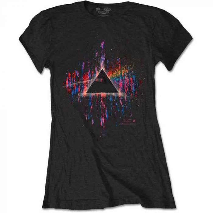 Pink Floyd Ladies T-Shirt: Dark Side of the Moon Pink Splatter [1]