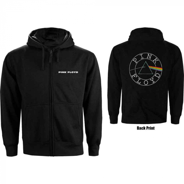 Pink Floyd Ladies Zipped Hoodie: Circle Logo (Back Print) [1]