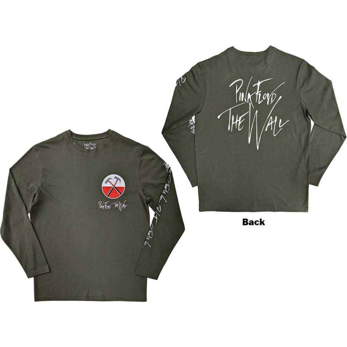 Pink Floyd Unisex Long Sleeve T-Shirt: The Wall Hammers Logo (Back & Sleeve Print) [1]