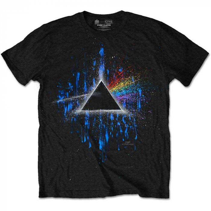 Pink Floyd Unisex T-Shirt: Dark Side of the Moon Blue Splatter [1]