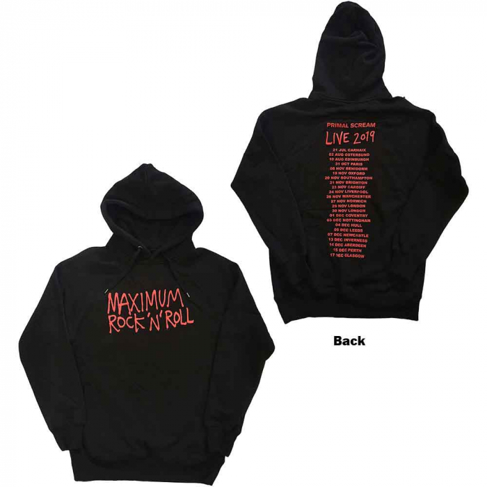 Primal Scream Unisex Pullover Hoodie: Maximum RnR (Back Print, Ex-Tour) [1]