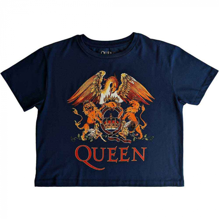 Queen Ladies Crop Top: Classic Crest [1]