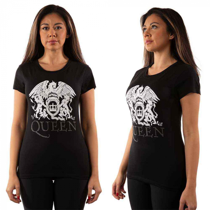 Queen Ladies T-Shirt: Logo (Embellished) [1]