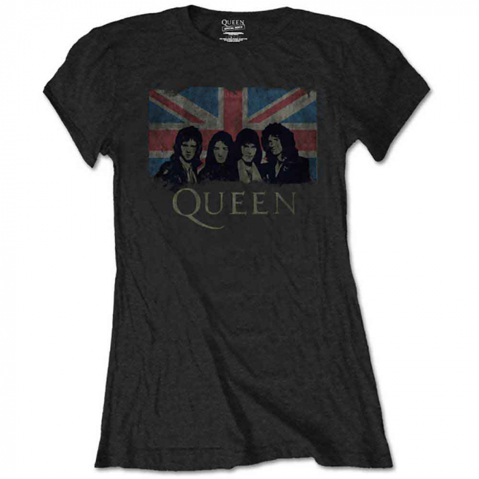 Queen Ladies T-Shirt: Union Jack Vintage (Retail Pack) [1]