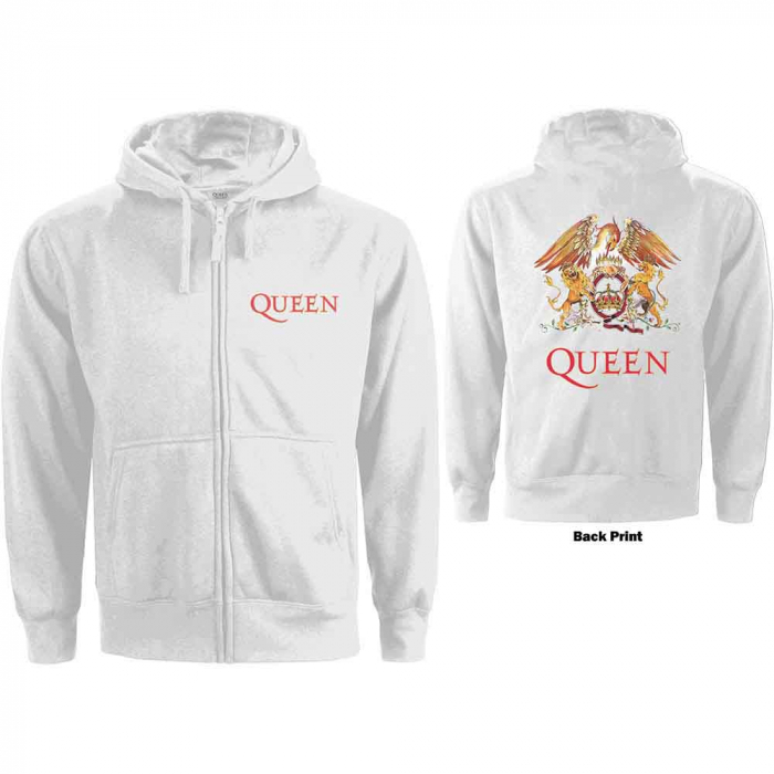 Queen Ladies Zipped Hoodie: Classic Crest (Back Print) [1]