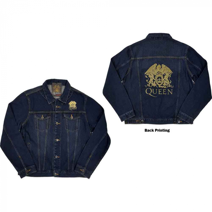 Queen Unisex Denim Jacket: Classic Crest (Back Print) [1]