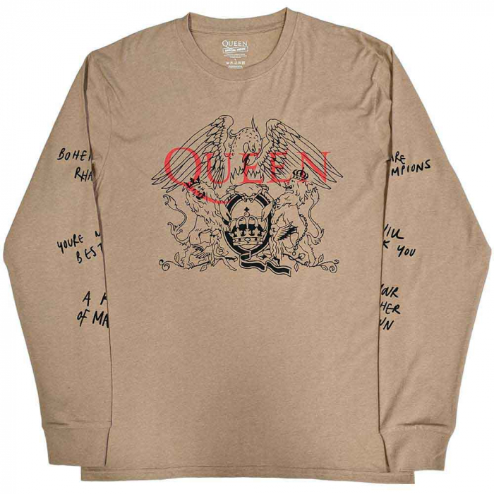 Queen Unisex Long Sleeve T-Shirt: Handwritten (Sleeve Print) [1]