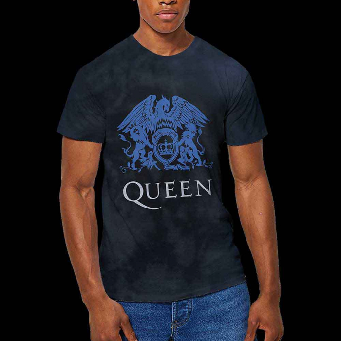 Queen Unisex T-Shirt: Blue Crest (Wash Collection) [1]