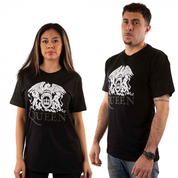 Queen Unisex T-Shirt: Crest Logo (Embellished) [1]