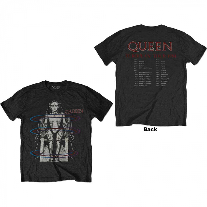 Queen Unisex T-Shirt: European Tour 1984 (Back Print) [1]