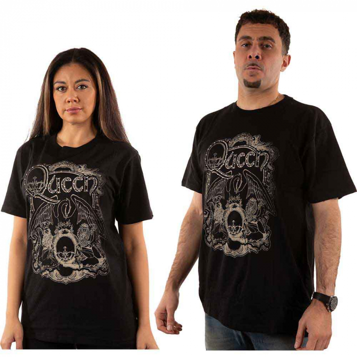 Queen Unisex T-Shirt: Ornate Crest (Embellished) [1]