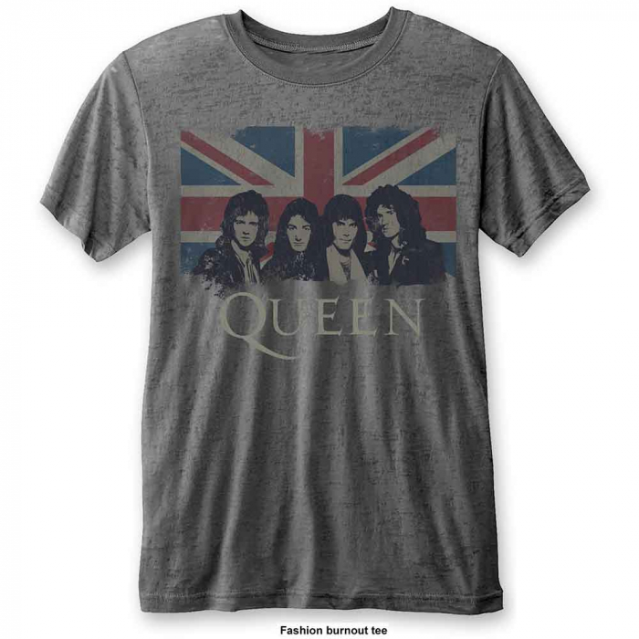 Queen Unisex T-Shirt: Vintage Union Jack (Burnout) [1]