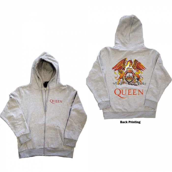 Queen Unisex Zipped Hoodie: Classic Crest (Back Print) [1]