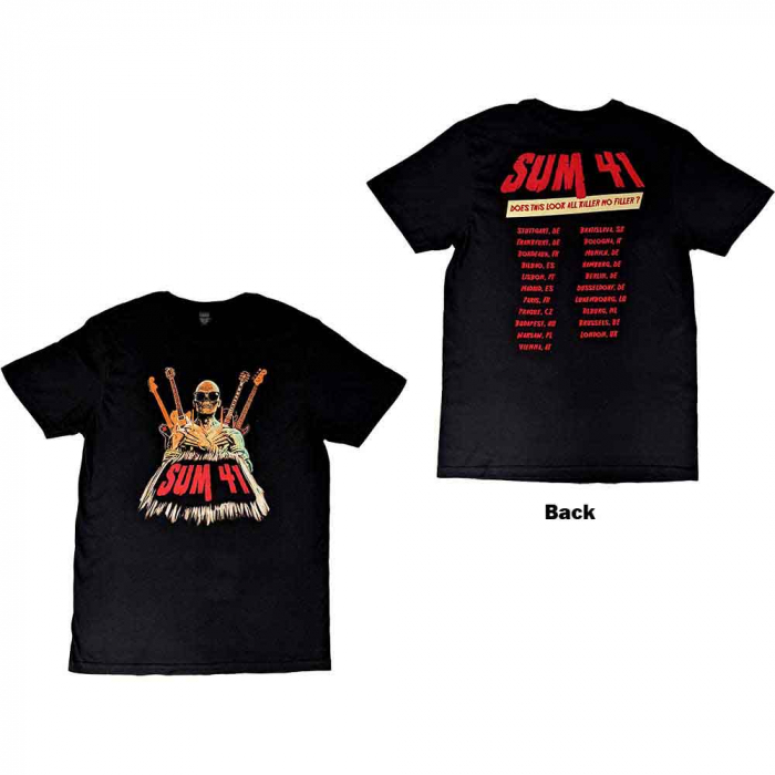 Sum 41 Unisex T-Shirt: Does This Look Like All Killer No Filler European Tour 2022 (Ex-Tour & Back Print) [1]