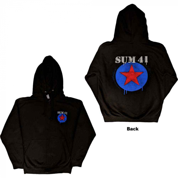 Sum 41 Unisex Zipped Hoodie: Star Logo (Back Print, Ex-Tour) [1]