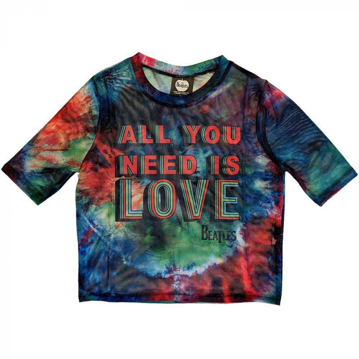 The Beatles Ladies Crop Top: All You Need Is Love (Mesh) [1]