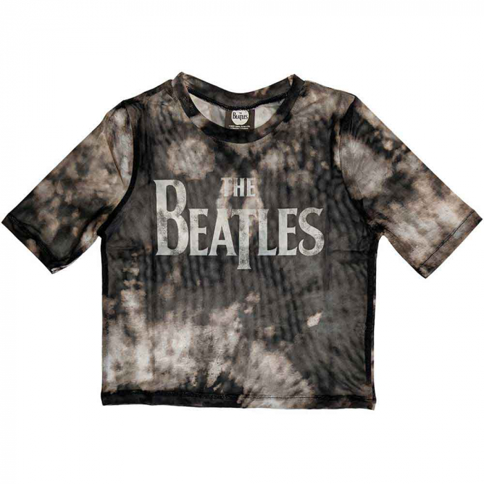 The Beatles Ladies Crop Top: Drop T Logo (Mesh) [1]