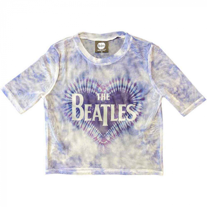 The Beatles Ladies Crop Top: Heart & Drop T Logo (Mesh) [1]