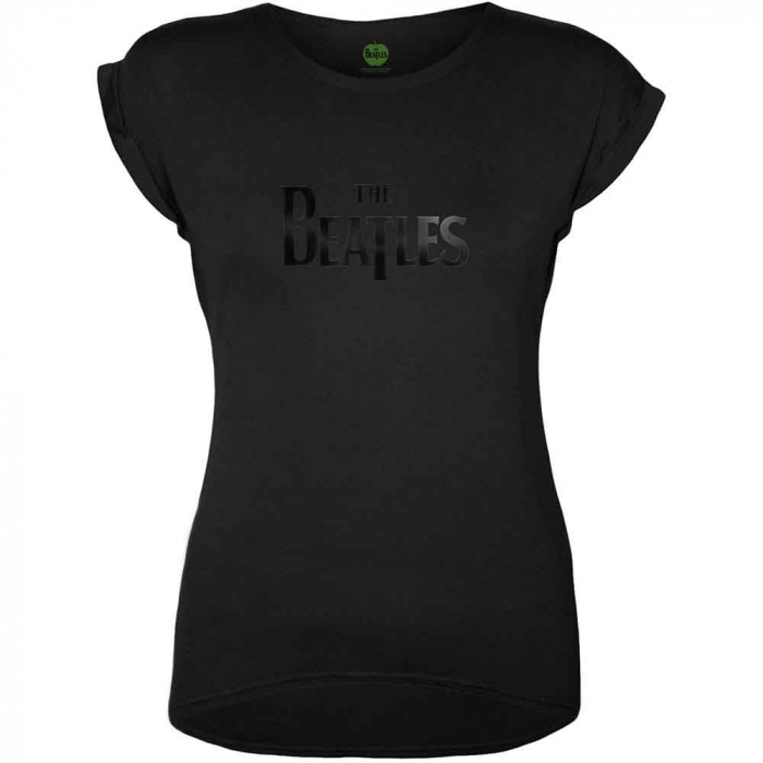 The Beatles Ladies Hi-Build T-Shirt: Drop T Hi-Build (Black-On-Black) [1]