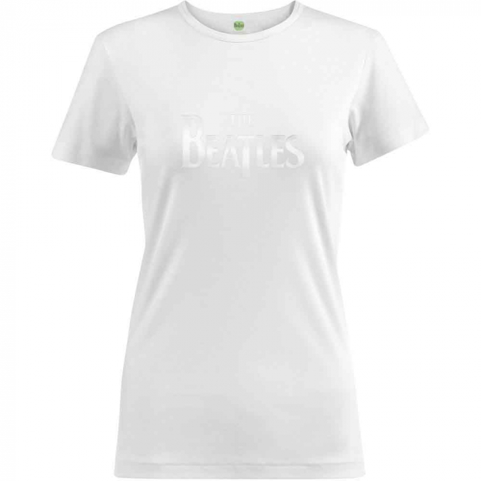 The Beatles Ladies Hi-Build T-Shirt: Drop T White-on-White [1]