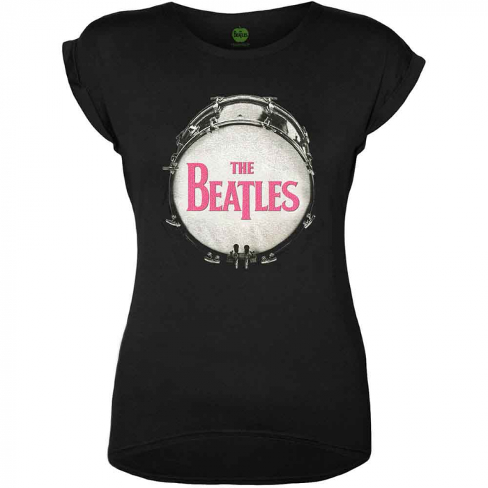 The Beatles Ladies T-Shirt: Drum Fuchsia Glitter (Embellished) [1]