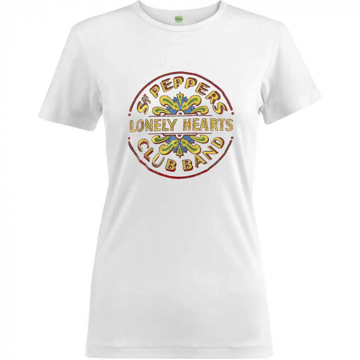 The Beatles Ladies T-Shirt: Sgt Pepper Drum Colour Foil (Embellished) [1]