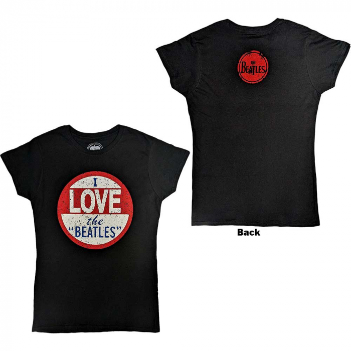 The Beatles Ladies T-Shirt: Vintage I Love The Beatles (Back Print) [1]