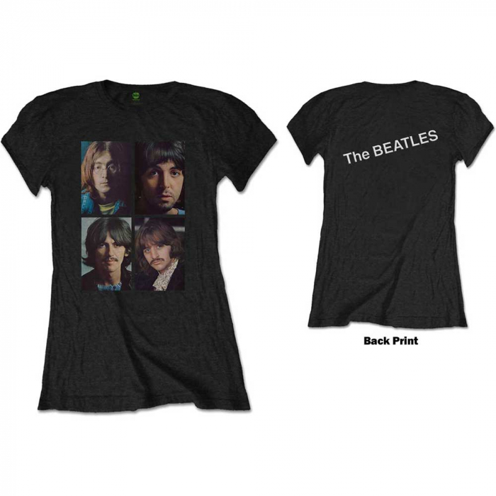 The Beatles Ladies T-Shirt: White Album Faces (Back Print) [1]