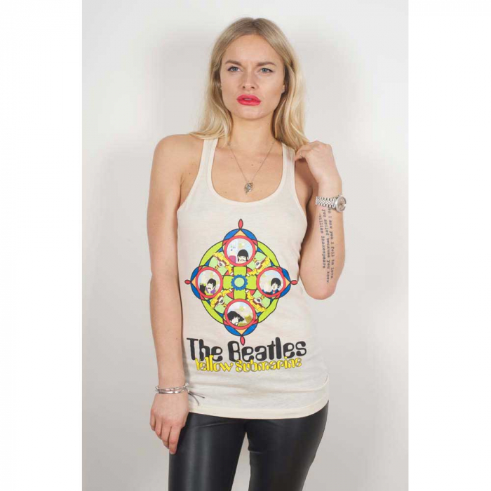 The Beatles Ladies Vest T-Shirt: Yellow Submarine & Portholes [1]