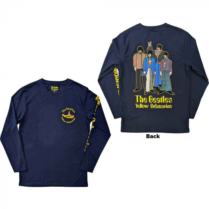 The Beatles Unisex Long Sleeve T-Shirt: Yellow Submarine Band (Back & Sleeve Print) [1]