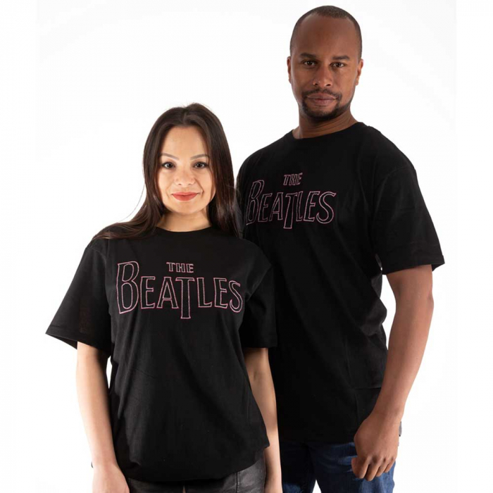 The Beatles Unisex T-Shirt: Drop T Embroidered (Embellished) [1]
