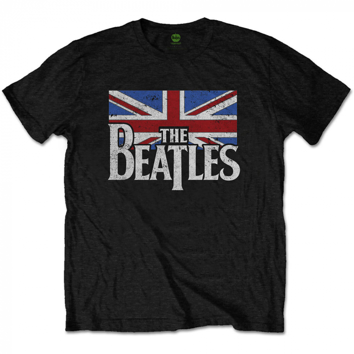 The Beatles Unisex T-Shirt: Drop T Logo & Vintage Flag [1]