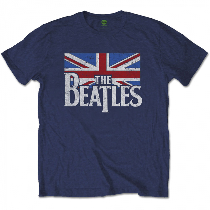 The Beatles Unisex T-Shirt: Drop T Logo & Vintage Flag [1]