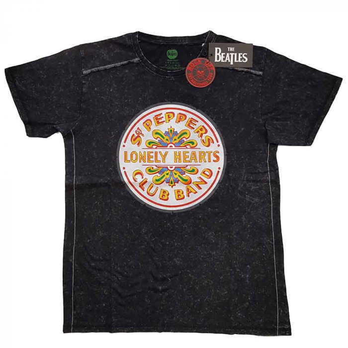 The Beatles Unisex T-Shirt: Sgt Pepper Drum Snow Wash (Wash Collection) [1]