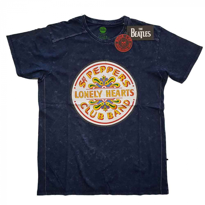 The Beatles Unisex T-Shirt: Sgt Pepper Drum Snow Wash (Wash Collection) [1]