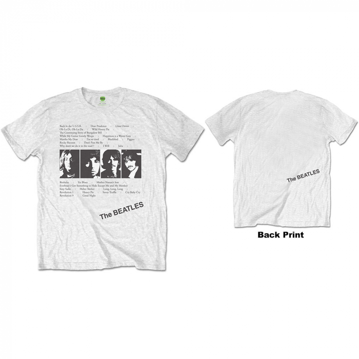 The Beatles Unisex T-Shirt: White Album Tracks (Back Print) [1]