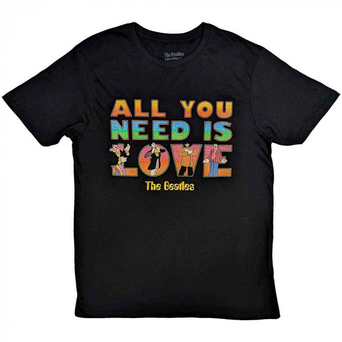 The Beatles Unisex T-Shirt: Yellow Submarine All You Need Is Love Stacked [1]