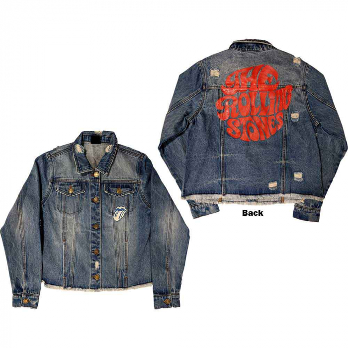 The Rolling Stones Ladies Denim Jacket: Script (Back Print) [1]